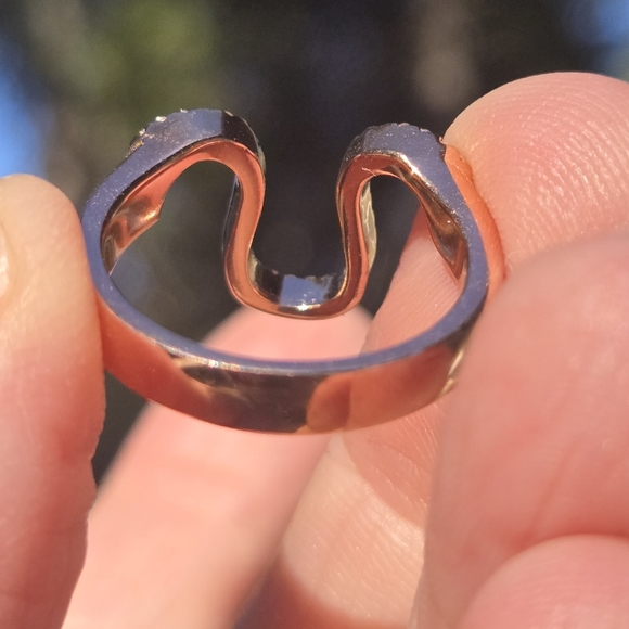 Topaz Sterling & Rosegold Horshoe Ring To Catch Luck Sz7 - Picture 9 of 10